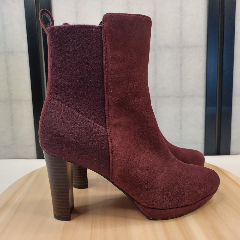 Clarks Narrative Kendra Porter Aubergine Purple Suede & Wool Boot Women US 7M